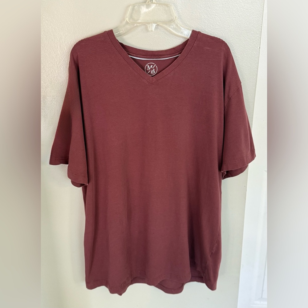 Michael Brandon Essentials T-Shirt Mens XL SOFT Stretch SS V-Neck Burgundy Wine